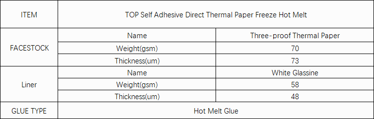 Self Adhesive Direct Thermal Paper Hot Melt