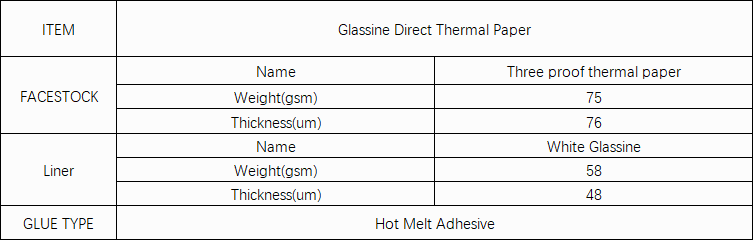 Glassine Direct Thermal Paper Medical Label